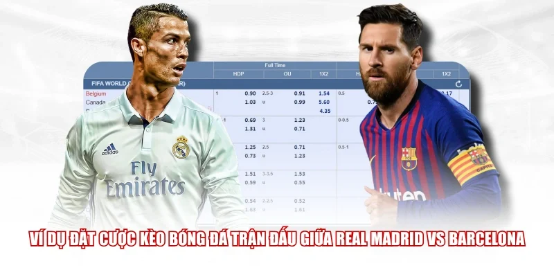 Ví dụ đặt cược kèo bóng đá trận đấu giữa Real Madrid vs Barcelona
