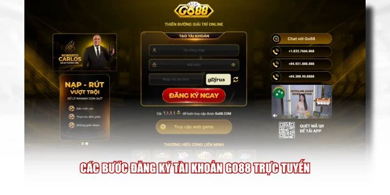 Các bước đăng ký tài khoản GO88 trực tuyến